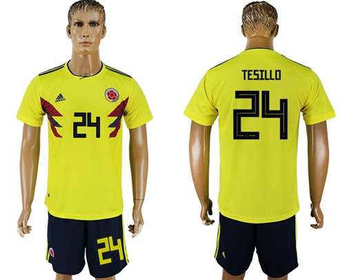 Colombia #24 Tesillo Home Soccer Country Jersey